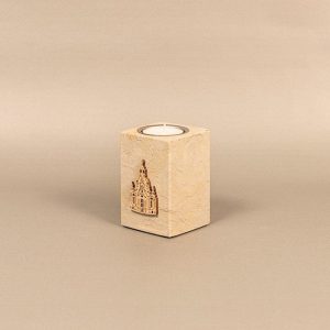 Leuchter mit Holz-Aussägebild